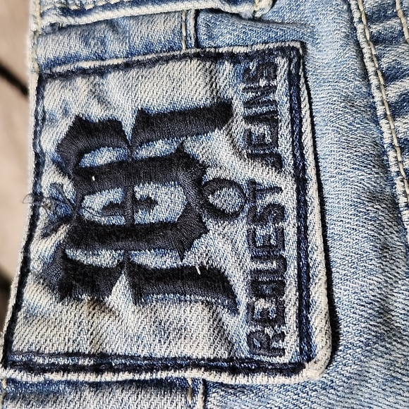 REQUEST EMBROIDERED DOUBLE POCKET STRAIGHT LEG DENIM JEAN - Picture 2 of 16